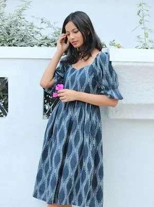 Indigo cotton midi dress