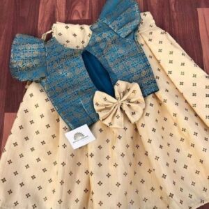 Royal blue brocade pattupavada set