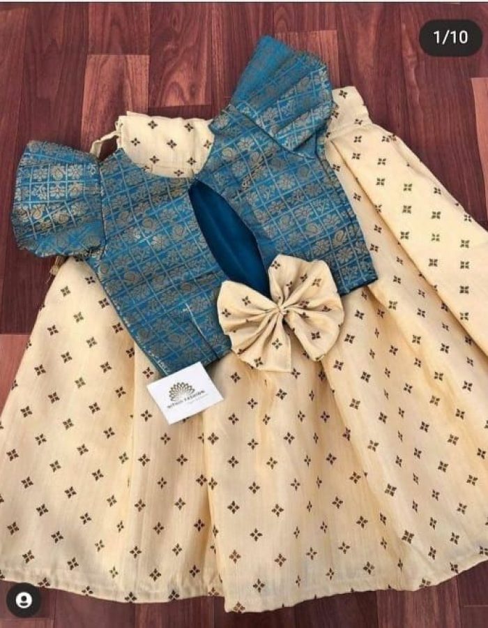 Royal blue brocade pattupavada set